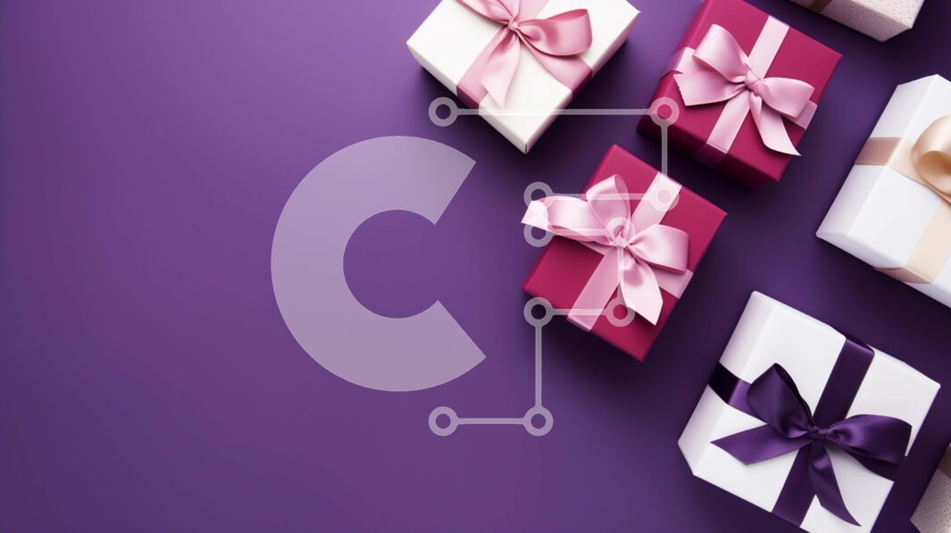 Intra Συλλεκτικό Ξύλινο Παζλ Plywood  4mm - Κουτιά δώρων σε μωβ φόντο με φιόγκους Σε Ξύλινο Κουτί - Διαστάσεις Puzzle: 10x10 cm – 25 κομμάτια