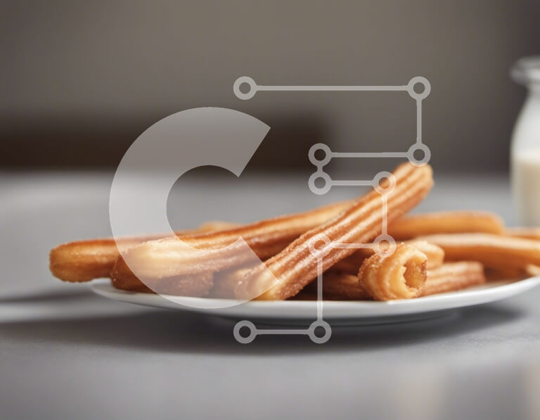 Σετ των 2 Intra Συλλεκτικό Ξύλινο Παζλ Plywood  4mm - Churros με γάλα σε λευκό πιάτο Σε Ξύλινο Κουτί - Διαστάσεις: 10x10 cm – 25 κομμάτια