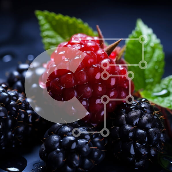 Σετ των 2 Intra Συλλεκτικό Ξύλινο Παζλ Plywood  4mm - Φρέσκα βατόμουρα και σμέουρα σε σκοτεινή επιφάνεια Σε Ξύλινο Κουτί - Διαστάσεις: 10x10 cm – 25 κομμάτια