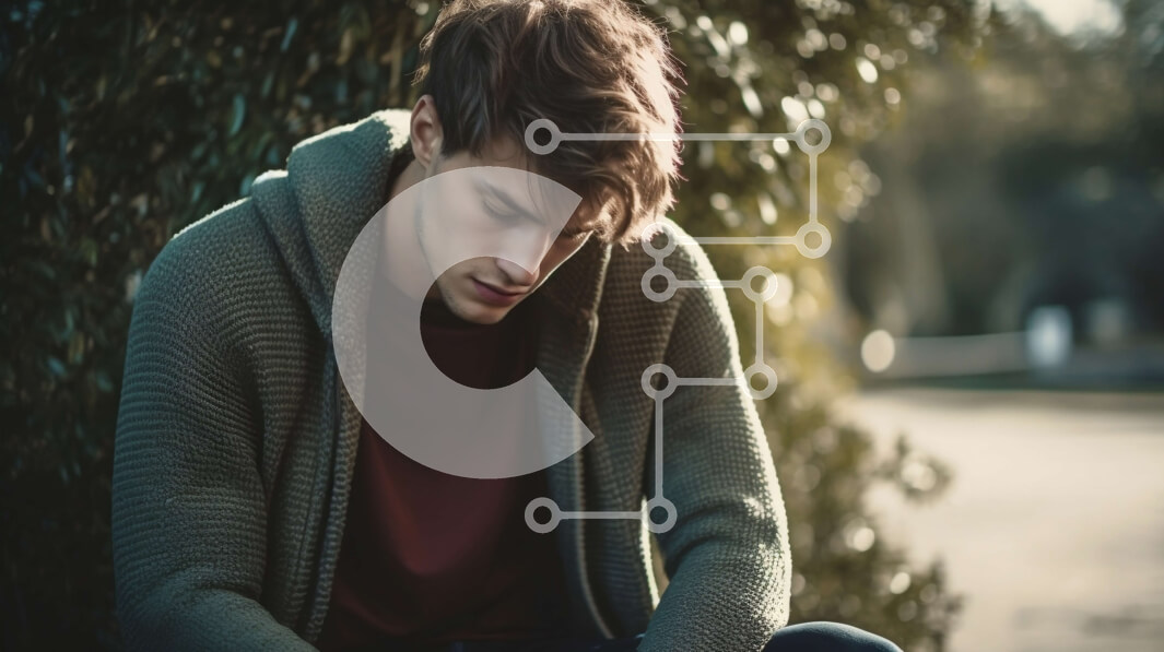 Intra Συλλεκτικό Ξύλινο Παζλ Plywood  4mm - Απογοητευμένος άνδρας που κάθεται στον πάγκο Σε Ξύλινο Κουτί - Διαστάσεις Puzzle: 10x10 cm – 25 κομμάτια