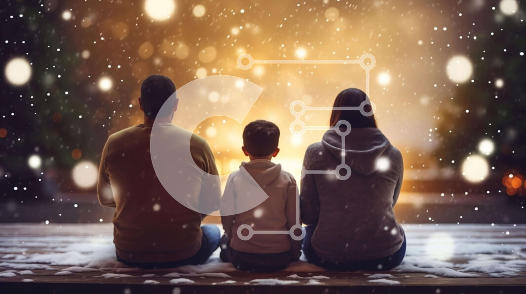 Intra Συλλεκτικό Ξύλινο Παζλ Plywood  4mm - Οικογένεια που απολαμβάνει τη χιονόπτωση κατά την περίοδο των διακοπών Σε Ξύλινο Κουτί - Διαστάσεις: 10x10 cm – 25 κομμάτια