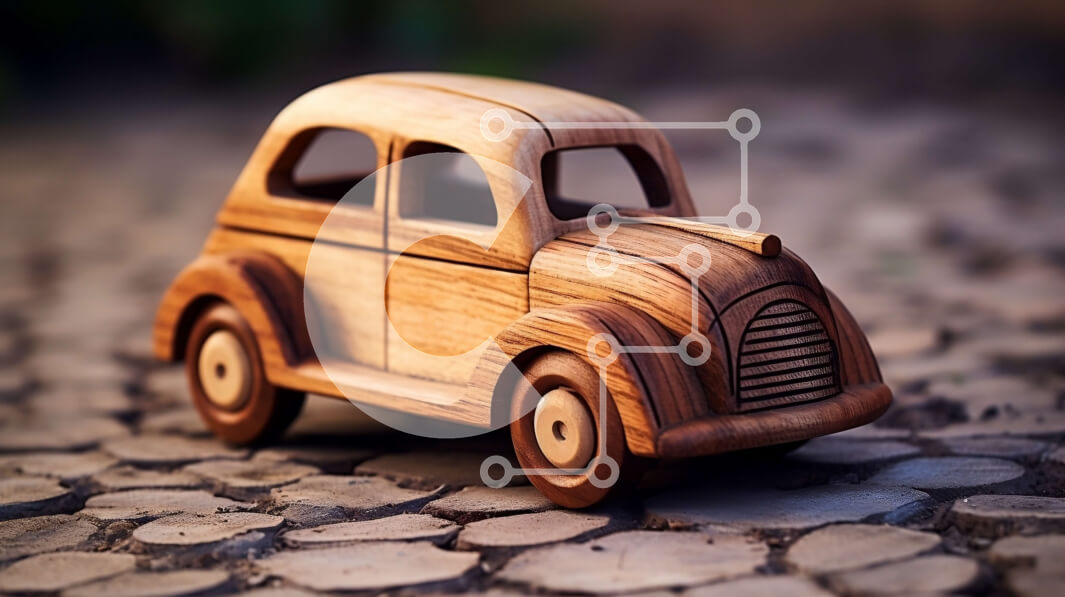 Intra Συλλεκτικό Ξύλινο Παζλ Plywood  4mm - Εκλεκτής ποιότητας ξύλινο αυτοκίνητο στο δρόμο χαλίκι Σε Ξύλινο Κουτί - Διαστάσεις Puzzle: 10x10 cm – 25 κομμάτια