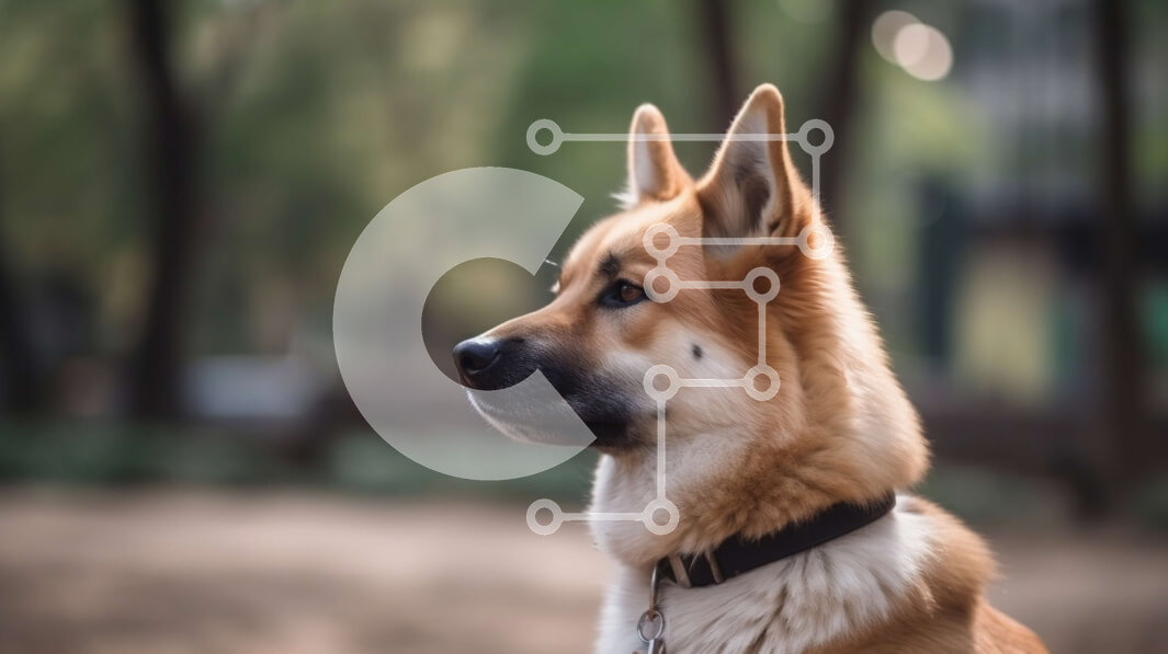 Σετ των 2 Intra Συλλεκτικό Ξύλινο Παζλ Plywood  4mm - Όμορφη εικόνα ενός σκύλου στο πάρκο με μαύρο κολάρο Σε Ξύλινο Κουτί - Διαστάσεις: 10x10 cm – 25 κομμάτια