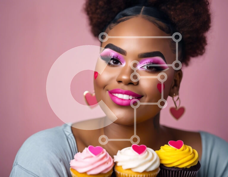 Intra Συλλεκτικό Ξύλινο Παζλ Plywood  4mm - Μαύρη γυναίκα που κρατά cupcakes για την ημέρα του Αγίου Βαλεντίνου Σε Ξύλινο Κουτί - Διαστάσεις Puzzle: 10x10 cm – 25 κομμάτια