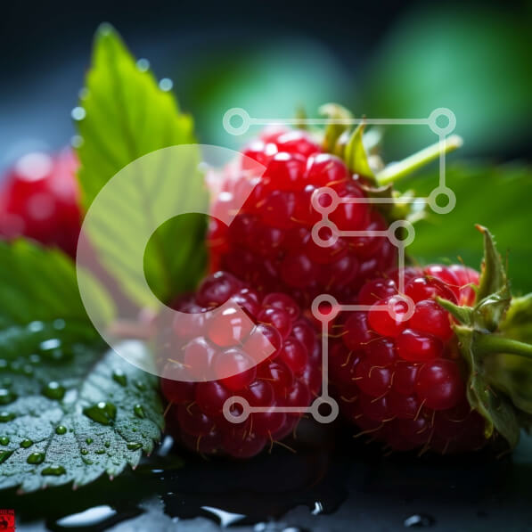 Σετ των 2 Intra Συλλεκτικό Ξύλινο Παζλ Plywood  4mm - Φρέσκα σμέουρα σε μια σκοτεινή επιφάνεια Σε Ξύλινο Κουτί - Διαστάσεις: 10x10 cm – 25 κομμάτια