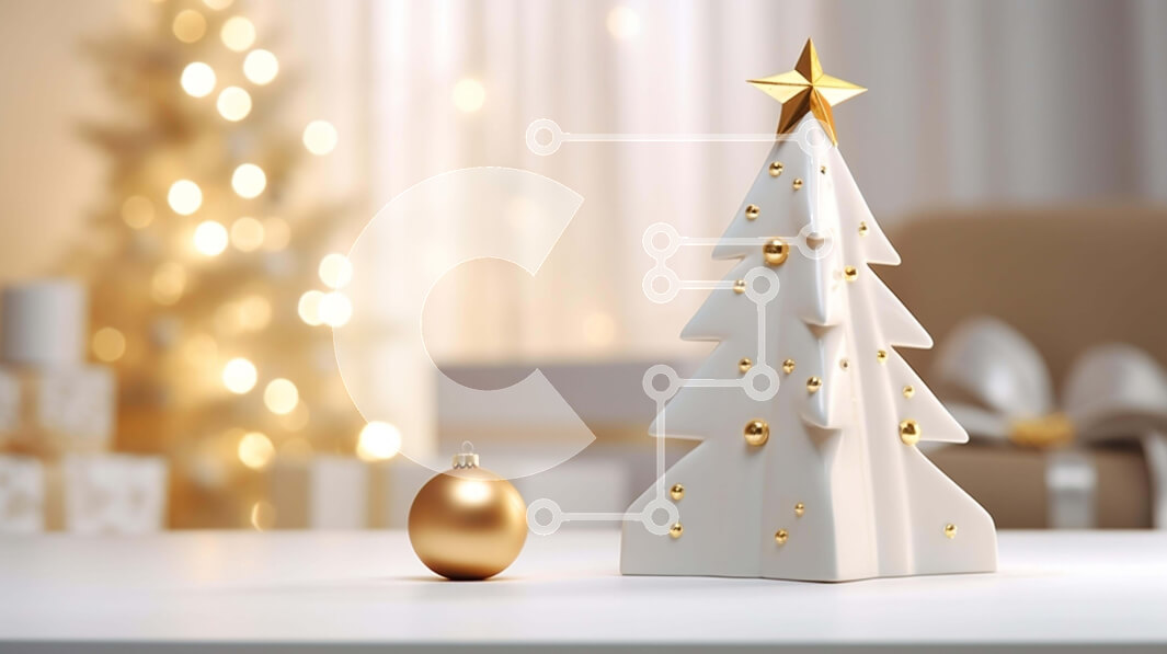 Intra Συλλεκτικό Ξύλινο Παζλ Plywood  4mm - Λευκό και χρυσό χριστουγεννιάτικο δέντρο με διακόσμηση χρυσής μπάλας Σε Ξύλινο Κουτί - Διαστάσεις: 10x10 cm – 25 κομμάτια