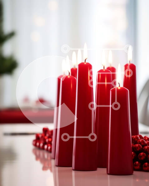 Intra Συλλεκτικό Ξύλινο Παζλ Plywood  4mm - Ανάποδο Χριστουγεννιάτικο δέντρο με κόκκινα κεριά και διακοσμητικά Σε Ξύλινο Κουτί - Διαστάσεις: 10x10 cm – 25 κομμάτια