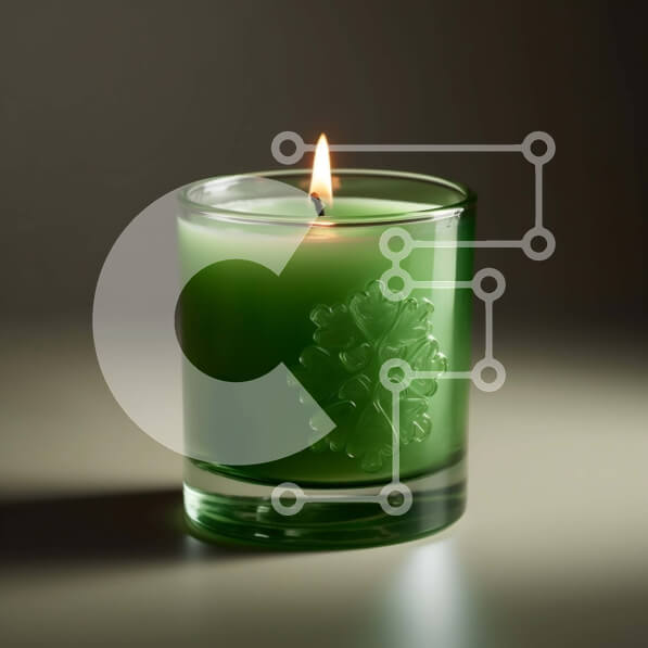 Intra Συλλεκτικό Ξύλινο Παζλ Plywood  4mm - Πράσινο κερί με σχέδιο φύλλων σε γυαλί - Φωτογραφία Αρχείου Σε Ξύλινο Κουτί - Διαστάσεις: 10x10 cm – 25 κομμάτια