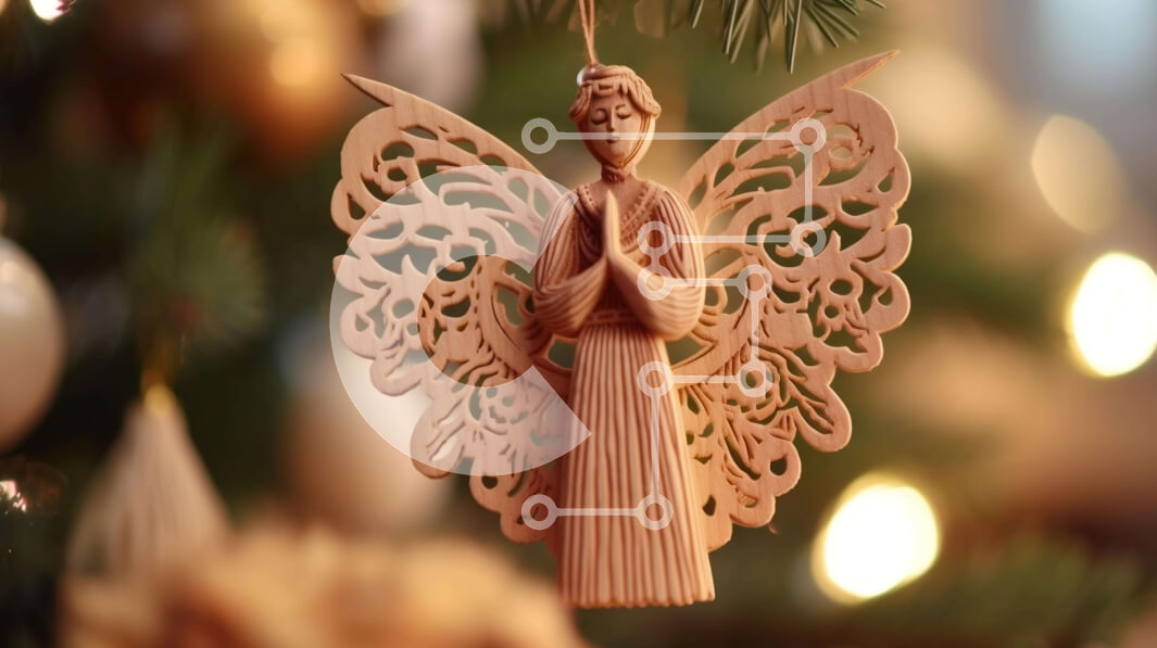 Intra Συλλεκτικό Ξύλινο Παζλ Plywood  4mm - Ξύλινο στολίδι αγγέλου που κρέμεται από χριστουγεννιάτικο δέντρο Σε Ξύλινο Κουτί - Διαστάσεις: 10x10 cm – 25 κομμάτια