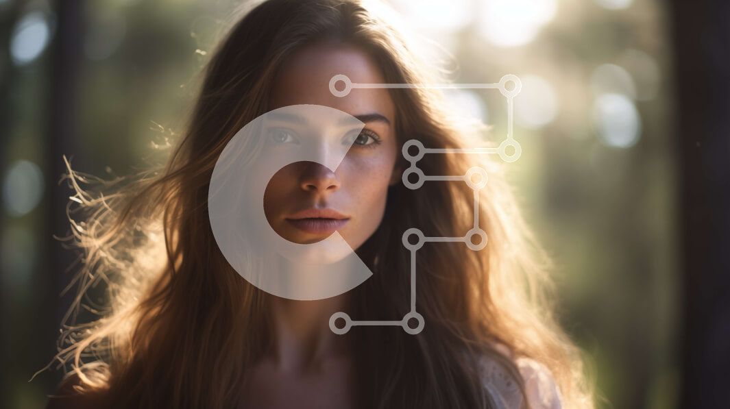 Intra Συλλεκτικό Ξύλινο Παζλ Plywood  4mm - Νεαρή γυναίκα στο δάσος με ρέοντα μαλλιά Σε Ξύλινο Κουτί - Διαστάσεις Puzzle: 10x10 cm – 25 κομμάτια