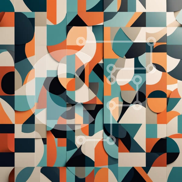 Intra Συλλεκτικό Ξύλινο Παζλ Plywood  4mm - Οπτικά εντυπωσιακό γεωμετρικό σχέδιο σε μπλε και πορτοκαλί Σε Ξύλινο Κουτί - Διαστάσεις Puzzle: 10x10 cm – 25 κομμάτια