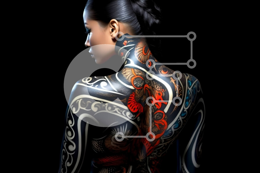 Intra Συλλεκτικό Ξύλινο Παζλ Plywood  4mm - Περίπλοκη τέχνη τατουάζ στην πλάτη της γυναίκας Σε Ξύλινο Κουτί - Διαστάσεις Puzzle: 10x10 cm – 25 κομμάτια