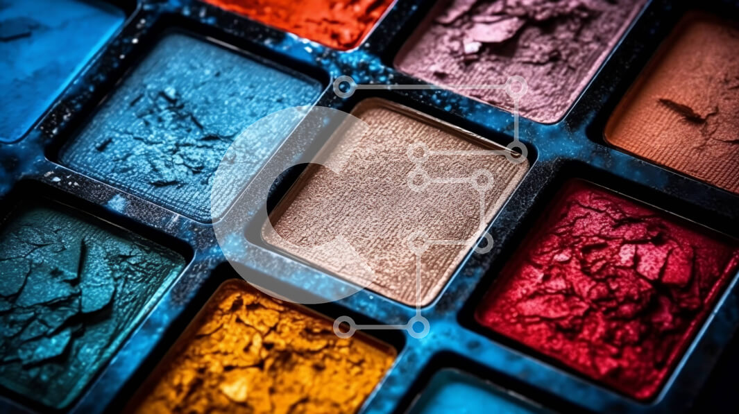 Intra Συλλεκτικό Ξύλινο Παζλ Plywood  4mm - Κοντινή εικόνα της παλέτας μακιγιάζ με πολύχρωμες σκιές ματιών Σε Ξύλινο Κουτί - Διαστάσεις Puzzle: 10x10 cm – 25 κομμάτια