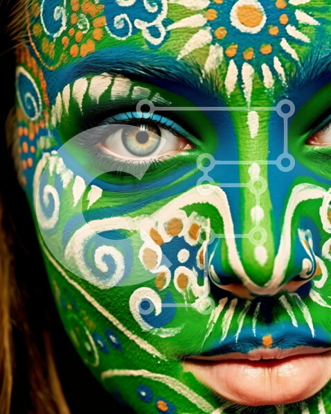 Intra Συλλεκτικό Ξύλινο Παζλ Plywood  4mm - Πολύχρωμη ζωγραφική προσώπου σε γυναίκα με κομψή στολή Σε Ξύλινο Κουτί - Διαστάσεις Puzzle: 10x10 cm – 25 κομμάτια