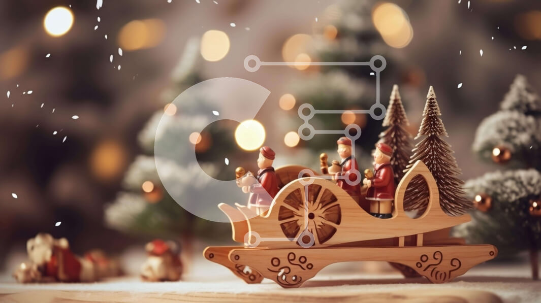 Intra Συλλεκτικό Ξύλινο Παζλ Plywood  4mm - Χριστουγεννιάτικη διακόσμηση έλκηθρου στη χώρα των θαυμάτων του χειμώνα Σε Ξύλινο Κουτί - Διαστάσεις: 10x10 cm – 25 κομμάτια