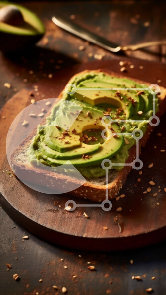 Intra Συλλεκτικό Ξύλινο Παζλ Plywood  4mm - Νόστιμο φρυγανισμένο ψωμί με άλειμμα αβοκάντο και σουσάμι Σε Ξύλινο Κουτί - Διαστάσεις: 10x10 cm – 25 κομμάτια