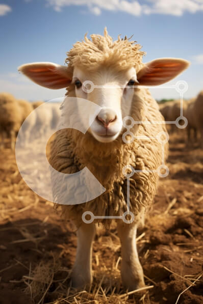 Σετ των 2 Intra Συλλεκτικό Ξύλινο Παζλ Plywood  4mm - Όμορφη φωτογραφία ενός προβάτου με σγουρά καστανά μαλλιά Σε Ξύλινο Κουτί - Διαστάσεις: 10x10 cm – 25 κομμάτια