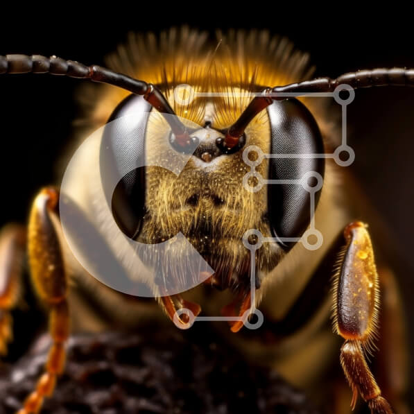 Intra Συλλεκτικό Ξύλινο Παζλ Plywood  4mm - Εκπληκτική κοντινή πλάνο του προσώπου μιας μέλισσας με μεγάλα μάτια και κεραίες Σε Ξύλινο Κουτί - Διαστάσεις: 10x10 cm – 25 κομμάτια