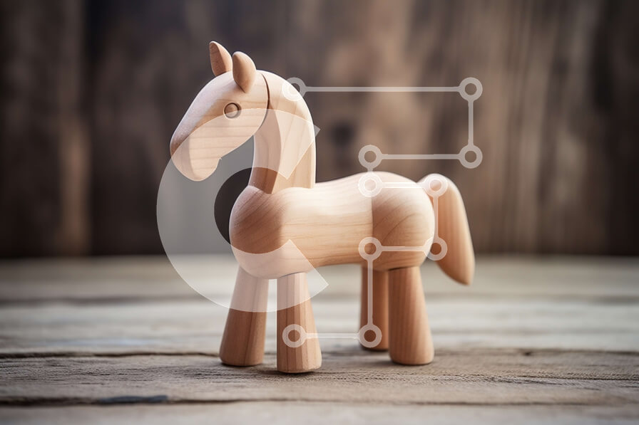 Intra Συλλεκτικό Ξύλινο Παζλ Plywood  4mm - Όμορφη εικόνα ενός ξύλινου παιχνιδιού αλόγων Σε Ξύλινο Κουτί - Διαστάσεις: 10x10 cm – 25 κομμάτια