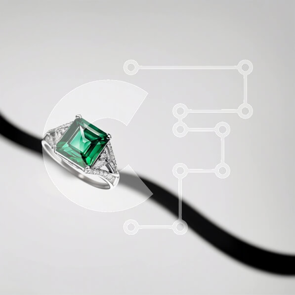 Σετ των 2 Intra Συλλεκτικό Ξύλινο Παζλ Plywood  4mm - Εκπληκτικό δαχτυλίδι από σμαράγδι και διαμάντια σε λευκό χρυσό Σε Ξύλινο Κουτί - Διαστάσεις: 10x10 cm – 25 κομμάτια