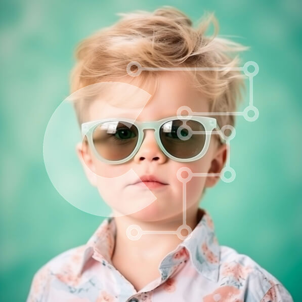 Intra Συλλεκτικό Ξύλινο Παζλ Plywood  4mm - Νεαρό αγόρι με κομψά γυαλιά ηλίου και λουλουδάτο πουκάμισο Σε Ξύλινο Κουτί - Διαστάσεις Puzzle: 10x10 cm – 25 κομμάτια