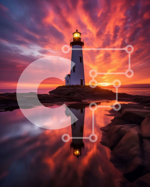 Σετ των 2 Intra Συλλεκτικό Ξύλινο Παζλ Plywood  4mm - Όμορφη εικόνα του φάρου στη βραχώδη ακτή στο ηλιοβασίλεμα Σε Ξύλινο Κουτί - Διαστάσεις: 10x10 cm – 25 κομμάτια