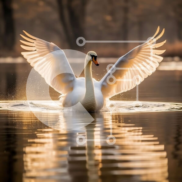 Intra Συλλεκτικό Ξύλινο Παζλ Plywood  4mm - Όμορφη εικόνα ενός κύκνου που ανοίγει τα φτερά του στο νερό Σε Ξύλινο Κουτί - Διαστάσεις: 10x10 cm – 25 κομμάτια