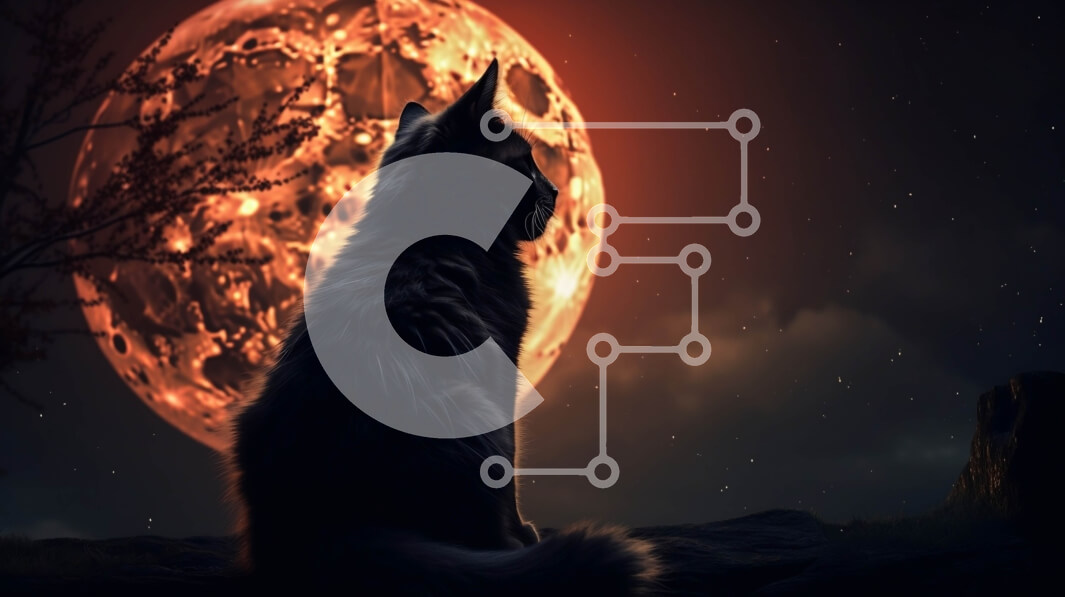 Σετ των 2 Intra Συλλεκτικό Ξύλινο Παζλ Plywood  4mm - Όμορφη εικόνα της μαύρης γάτας που κοιτάζει την πανσέληνο Σε Ξύλινο Κουτί - Διαστάσεις: 10x10 cm – 25 κομμάτια