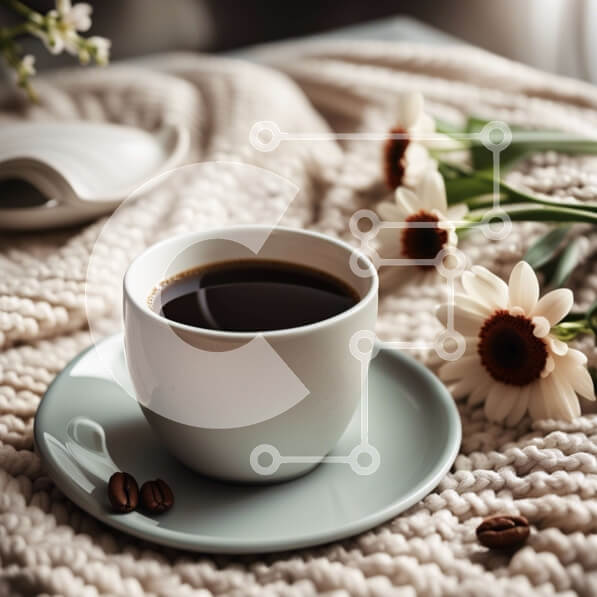 Σετ των 2 Intra Συλλεκτικό Ξύλινο Παζλ Plywood  4mm - Άνετη και ζεστή ώρα για καφέ με μια όμορφη πλεκτή κουβέρτα και φρέσκα λουλούδια Σε Ξύλινο Κουτί - Διαστάσεις: 10x10 cm – 25 κομμάτια