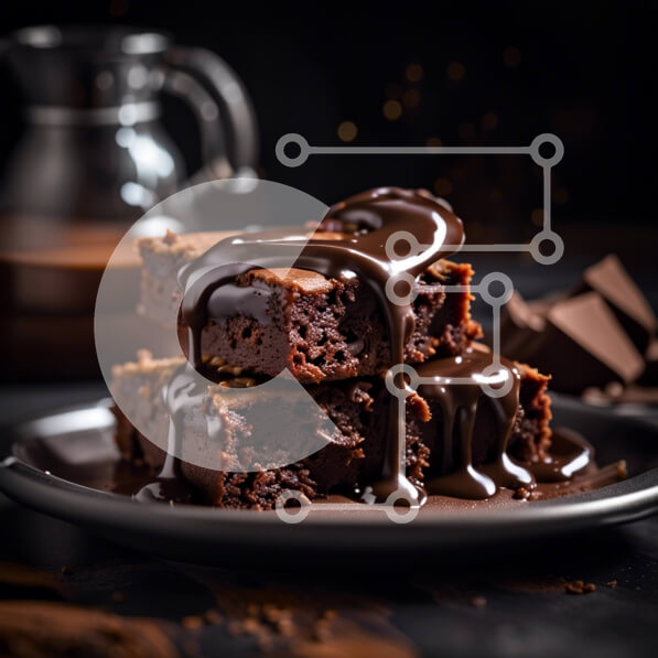 Σετ των 2 Intra Συλλεκτικό Ξύλινο Παζλ Plywood  4mm - Λαχταριστά Brownies σοκολάτας με πλούσια σάλτσα σοκολάτας Σε Ξύλινο Κουτί - Διαστάσεις: 10x10 cm – 25 κομμάτια