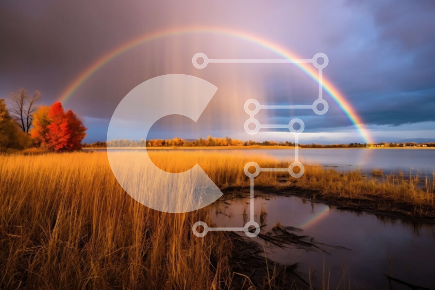 Intra Συλλεκτικό Ξύλινο Παζλ Plywood  4mm - Όμορφη εικόνα ενός ουράνιου τόξου πάνω από ένα υδάτινο σώμα Σε Ξύλινο Κουτί - Διαστάσεις: 10x10 cm – 25 κομμάτια