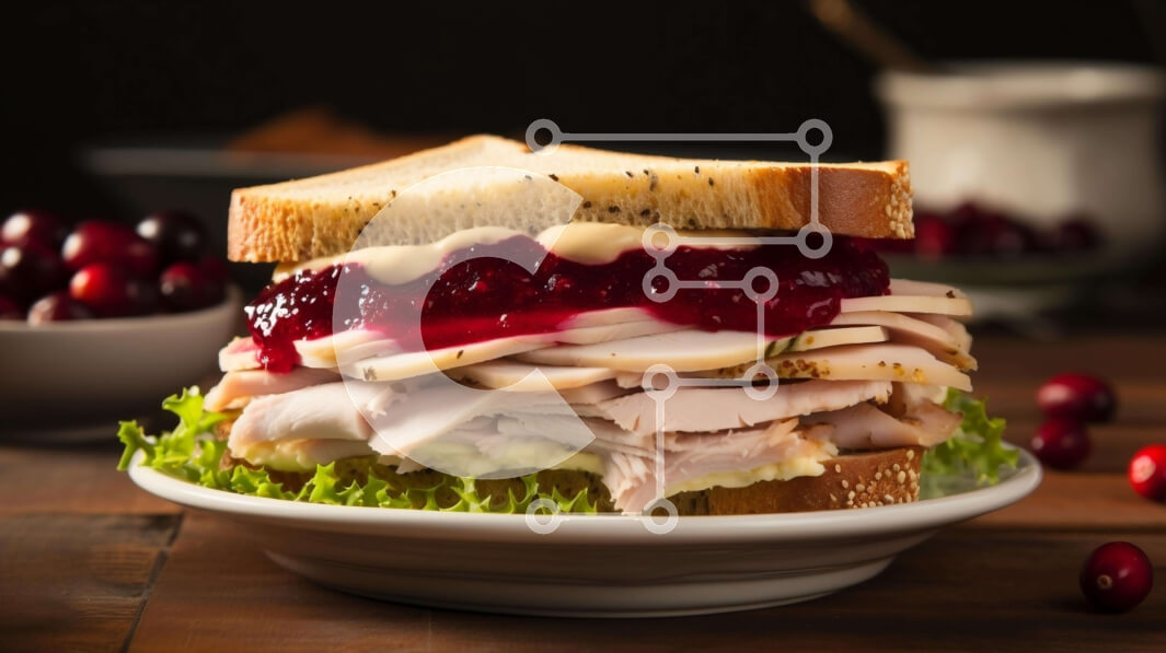 Σετ των 2 Intra Συλλεκτικό Ξύλινο Παζλ Plywood  4mm - Νόστιμο σάντουιτς με κράνμπερι γαλοπούλας σε φρυγανισμένο ψωμί Σε Ξύλινο Κουτί - Διαστάσεις: 10x10 cm – 25 κομμάτια