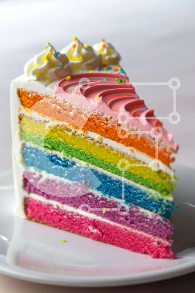 Σετ των 2 Intra Συλλεκτικό Ξύλινο Παζλ Plywood  4mm - Κέικ με χρώμα ουράνιο τόξο σε λευκό πιάτο Σε Ξύλινο Κουτί - Διαστάσεις: 10x10 cm – 25 κομμάτια