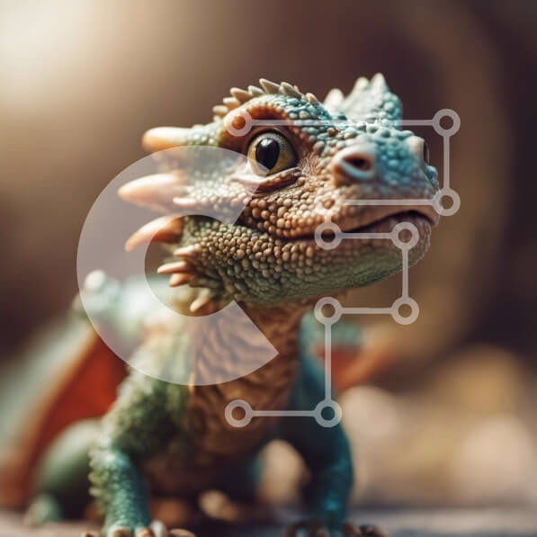 Intra Συλλεκτικό Ξύλινο Παζλ Plywood  4mm - Πράσινος και μπλε δράκος που στέκεται στα πίσω πόδια Σε Ξύλινο Κουτί - Διαστάσεις: 10x10 cm – 25 κομμάτια