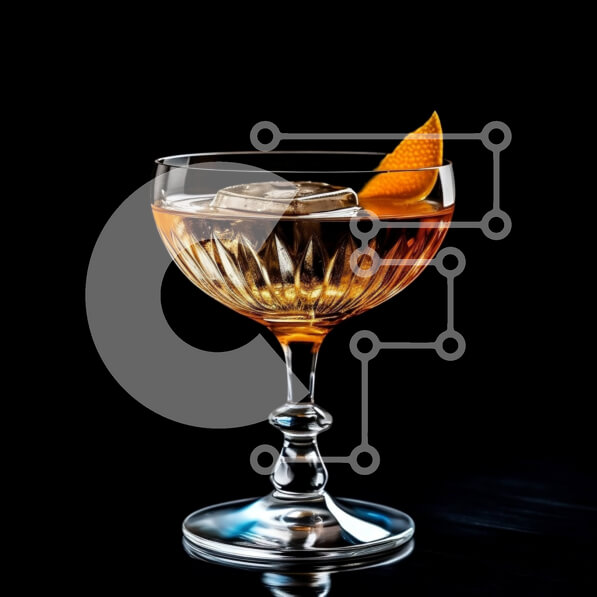 Σετ των 2 Intra Συλλεκτικό Ξύλινο Παζλ Plywood  4mm - Κομψό πορτοκαλί κοκτέιλ σε ποτήρι κοκτέιλ σε μαύρο φόντο Σε Ξύλινο Κουτί - Διαστάσεις: 10x10 cm – 25 κομμάτια