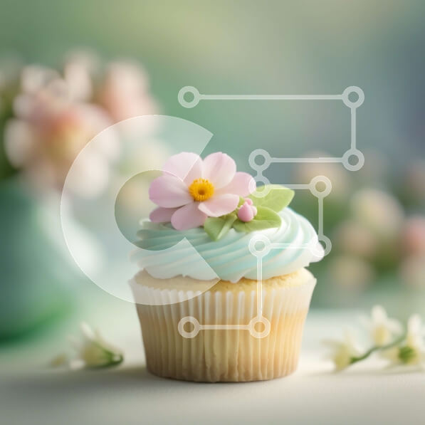 Σετ των 2 Intra Συλλεκτικό Ξύλινο Παζλ Plywood  4mm - Όμορφο cupcake με ροζ λουλούδι σε ένα τραπέζι Σε Ξύλινο Κουτί - Διαστάσεις: 10x10 cm – 25 κομμάτια