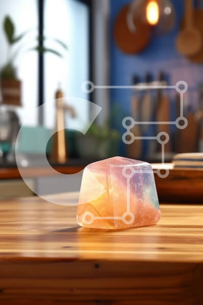 Intra Συλλεκτικό Ξύλινο Παζλ Plywood  4mm - Όμορφη εικόνα ενός πολύχρωμου κρυστάλλου σε ένα ξύλινο τραπέζι Σε Ξύλινο Κουτί - Διαστάσεις: 10x10 cm – 25 κομμάτια