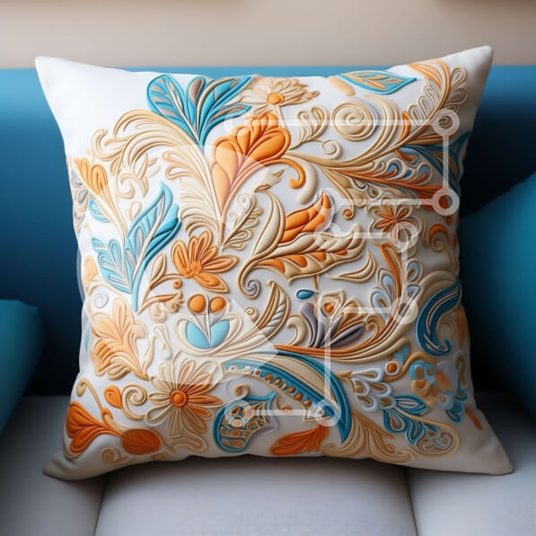 Intra Συλλεκτικό Ξύλινο Παζλ Plywood  4mm - Κομψό διακοσμητικό μαξιλάρι με περίπλοκο floral σχέδιο Σε Ξύλινο Κουτί - Διαστάσεις Puzzle: 10x10 cm – 25 κομμάτια