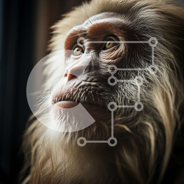 Intra Συλλεκτικό Ξύλινο Παζλ Plywood  4mm - Κοντινό πλάνο του προσώπου ενός πιθήκου Σε Ξύλινο Κουτί - Διαστάσεις: 10x10 cm – 25 κομμάτια