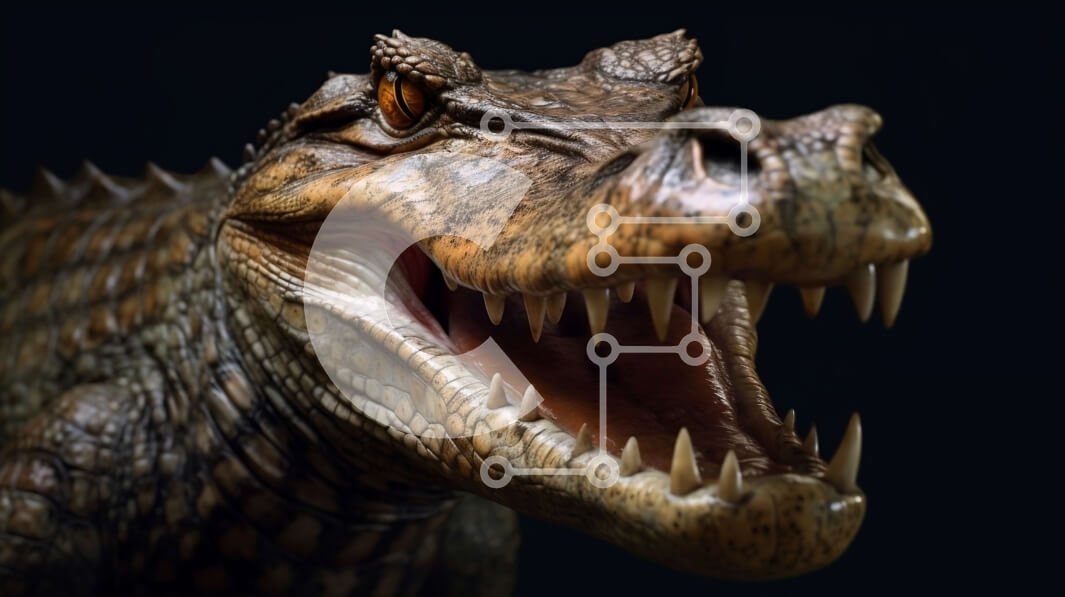 Σετ των 2 Intra Συλλεκτικό Ξύλινο Παζλ Plywood  4mm - Εντυπωσιακό κοντινό πλάνο του κεφαλιού ενός κροκόδειλου με το στόμα ανοιχτό Σε Ξύλινο Κουτί - Διαστάσεις: 10x10 cm – 25 κομμάτια