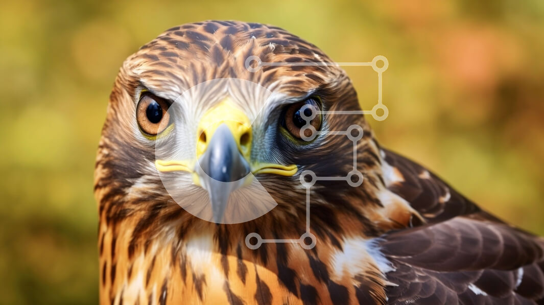 Σετ των 2 Intra Συλλεκτικό Ξύλινο Παζλ Plywood  4mm - Εκπληκτική κοντινή πλάνο του προσώπου ενός γερακιού σε ζωντανό φυσικό περιβάλλον Σε Ξύλινο Κουτί - Διαστάσεις: 10x10 cm – 25 κομμάτια