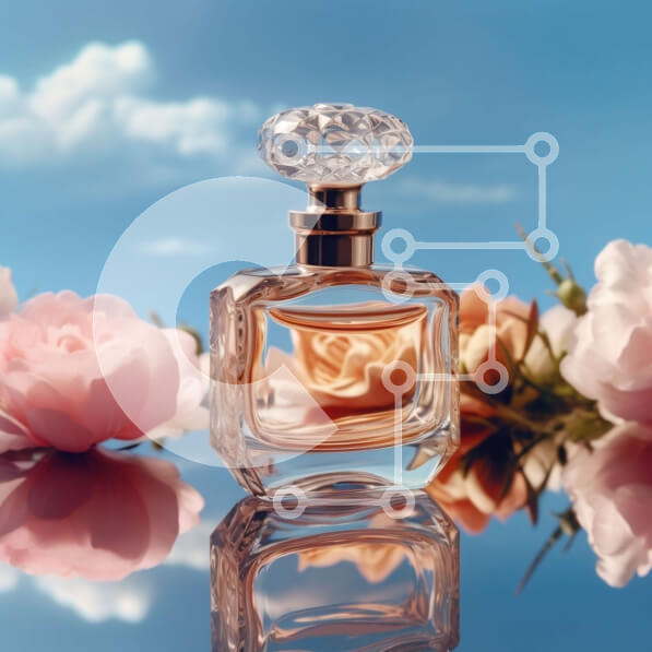 Σετ των 2 Intra Συλλεκτικό Ξύλινο Παζλ Plywood  4mm - Ρομαντικό μπουκάλι αρώματος που περιβάλλεται από ροζ τριαντάφυλλα Σε Ξύλινο Κουτί - Διαστάσεις: 10x10 cm – 25 κομμάτια