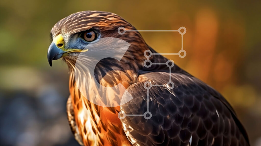 Σετ των 2 Intra Συλλεκτικό Ξύλινο Παζλ Plywood  4mm - Όμορφη κοντινή όψη του προσώπου ενός γερακιού Σε Ξύλινο Κουτί - Διαστάσεις: 10x10 cm – 25 κομμάτια