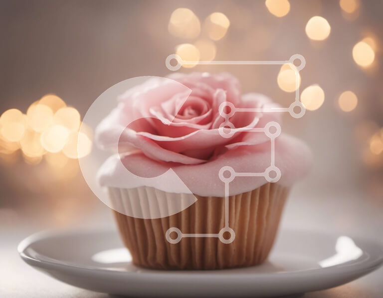 Σετ των 2 Intra Συλλεκτικό Ξύλινο Παζλ Plywood  4mm - Ροζ cupcake με παγωμένο παγωμένο σε λευκό πιάτο Σε Ξύλινο Κουτί - Διαστάσεις: 10x10 cm – 25 κομμάτια