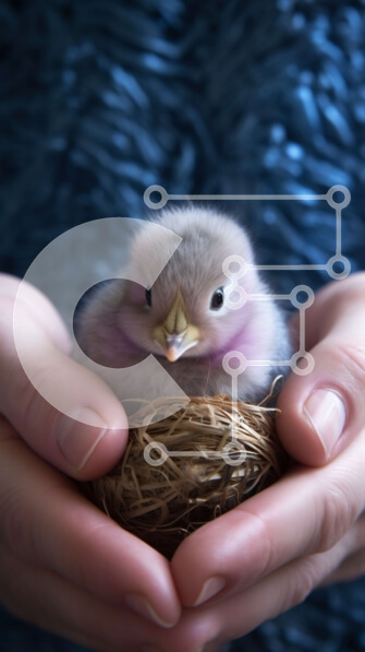 Σετ των 2 Intra Συλλεκτικό Ξύλινο Παζλ Plywood  4mm - Αξιολάτρευτη εικόνα ενός μωρού νεοσσού σε μια φωλιά Σε Ξύλινο Κουτί - Διαστάσεις: 10x10 cm – 25 κομμάτια