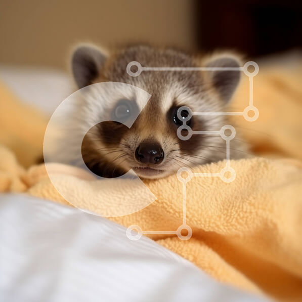 Intra Συλλεκτικό Ξύλινο Παζλ Plywood  4mm - Χαριτωμένη εικόνα ενός μωρού ρακούν κάτω από μια κίτρινη κουβέρτα Σε Ξύλινο Κουτί - Διαστάσεις: 10x10 cm – 25 κομμάτια