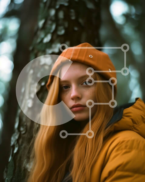 Intra Συλλεκτικό Ξύλινο Παζλ Plywood  4mm - Όμορφο πορτρέτο μιας νεαρής γυναίκας στο δάσος Σε Ξύλινο Κουτί - Διαστάσεις: 10x10 cm – 25 κομμάτια