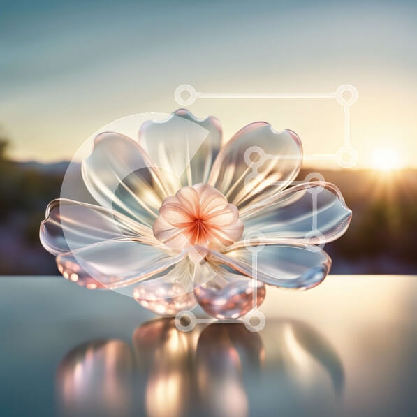 Intra Συλλεκτικό Ξύλινο Παζλ Plywood  4mm - Εκπληκτική εικόνα ενός καθαρού γυάλινου λουλουδιού στο ηλιοβασίλεμα Σε Ξύλινο Κουτί - Διαστάσεις Puzzle: 10x10 cm – 25 κομμάτια