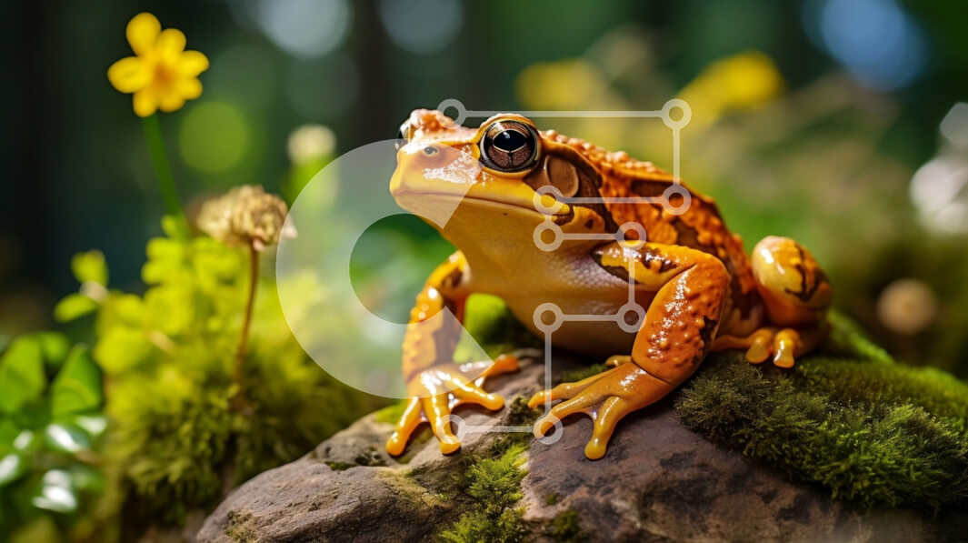 Intra Συλλεκτικό Ξύλινο Παζλ Plywood  4mm - Πολύχρωμος βάτραχος στο καταπράσινο δάσος Σε Ξύλινο Κουτί - Διαστάσεις: 10x10 cm – 25 κομμάτια