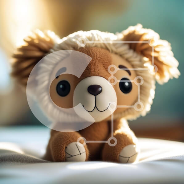 Intra Συλλεκτικό Ξύλινο Παζλ Plywood  4mm - Αξιολάτρευτη εικόνα ενός γεμισμένου ζώου με αφράτο καπέλο Σε Ξύλινο Κουτί - Διαστάσεις Puzzle: 10x10 cm – 25 κομμάτια